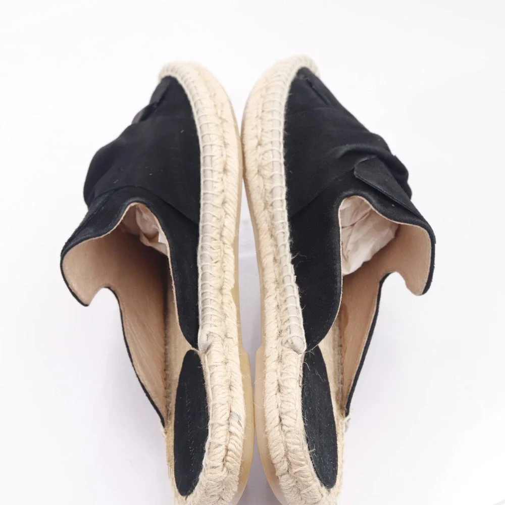 Saks Fifth Avenue Shoes Womens Mule Size 8.5 Black Espadrille Flat Slide Slip On